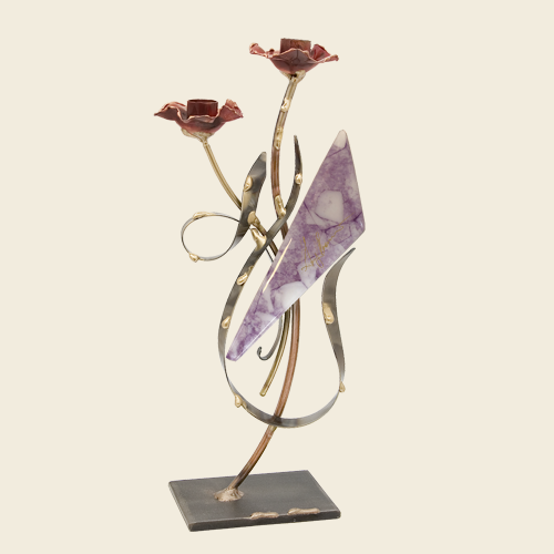 Large Flowering Gary's Glass Candle Holders
